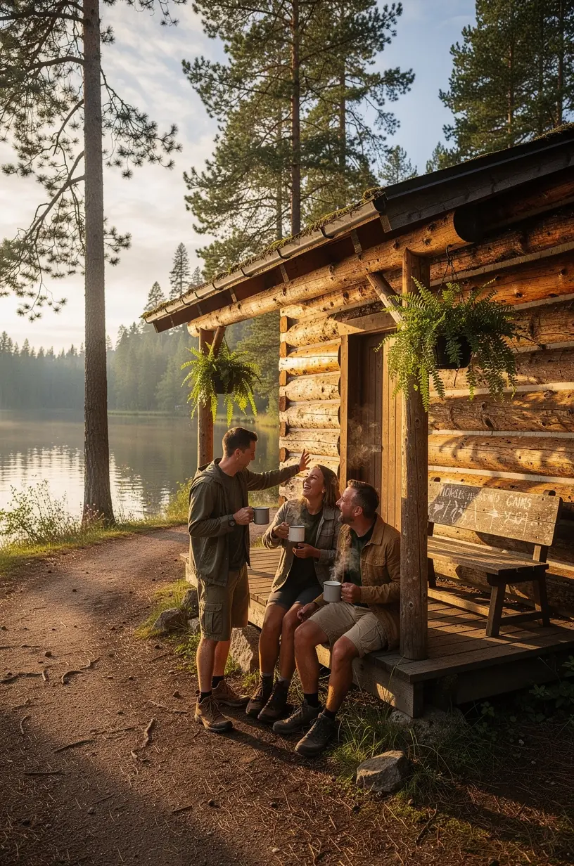 Спокойная зона отдыха с видом на горы, предназначенная для цифрового детокса и отключения от гаджетов